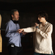 Denis Villeneuve works with star Timothée Chalamet on the set of Dune.